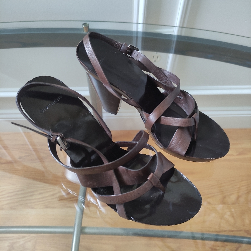 Givenchy Platform Slingback Adjustable Strap Brow… - image 1